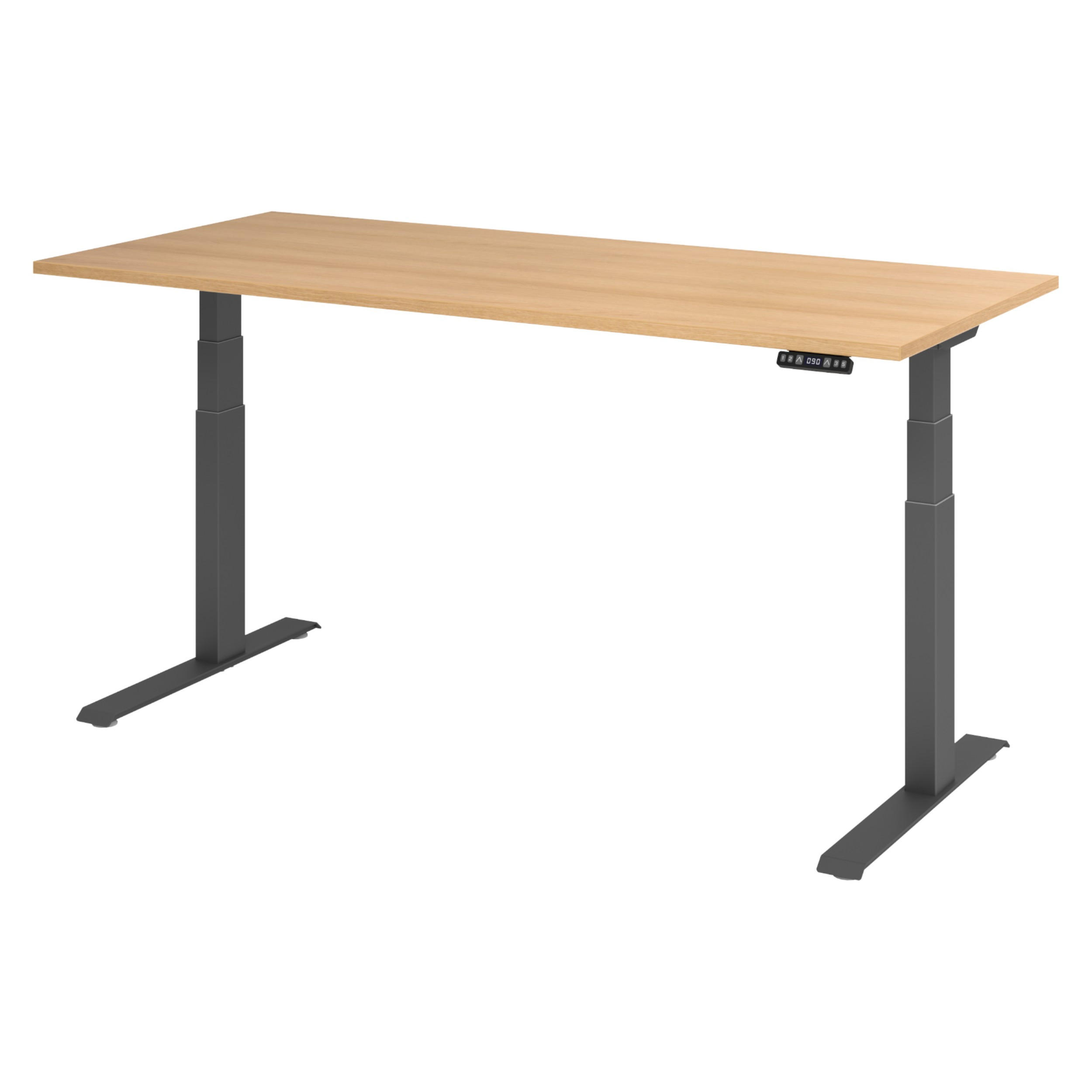 SCHREIBTISCH elektrisch XDKB 80/180/74 cm in Eichefarben/Graphitfarben - Eichefarben/Graphitfarben, Holzwerkstoff (80/180/74cm) - bümö