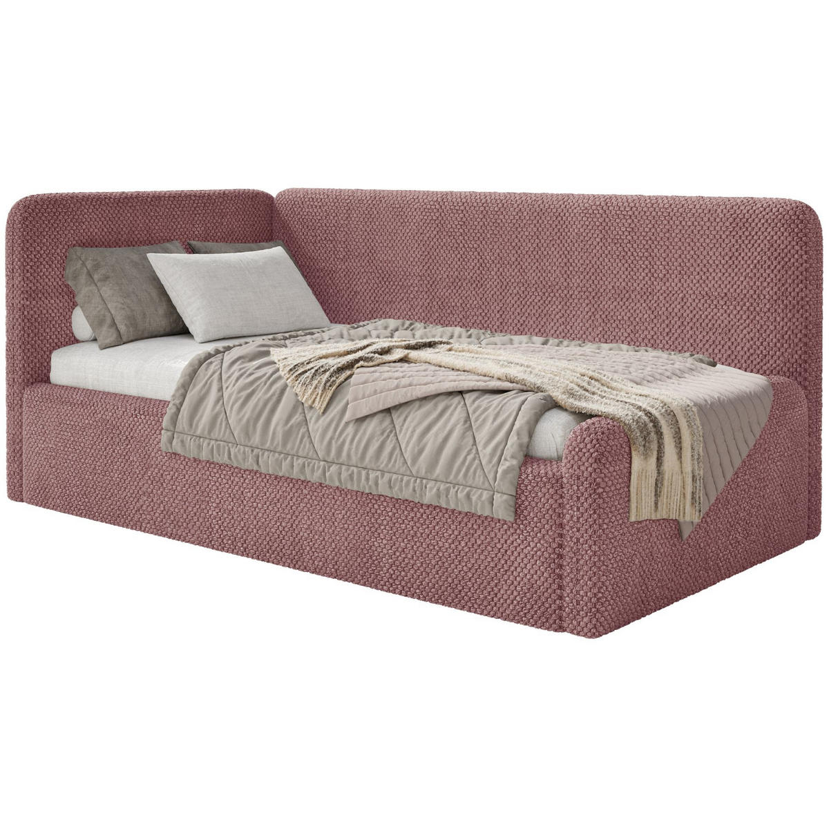 JUGENDBETT Fanko Plüsch Rosa 90x200 cm - Pink/Schwarz, Kunststoff/Textil (90/200cm) - Selsey