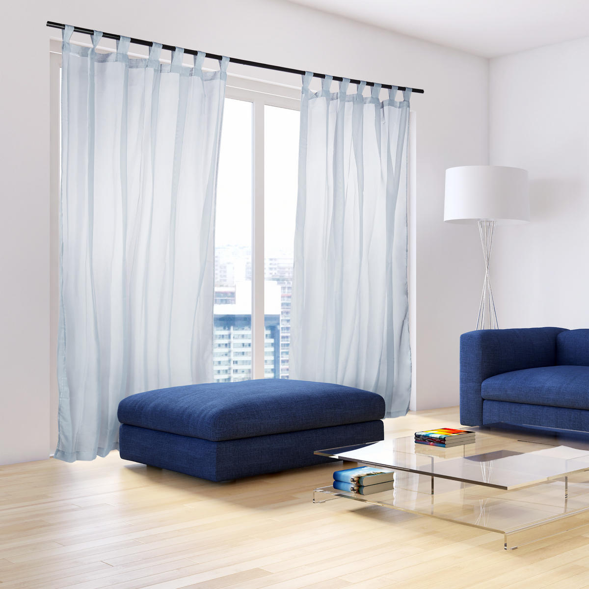 2XVORHÄNGE - Silberfarben, Textil (140/0.1/245cm) - Relaxdays