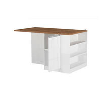 KÜCHENINSEL Glänzendes Weiß, Eiche 90/160/90 cm - Eichefarben/Weiß, Holzwerkstoff (160/90/90cm) - DMORA