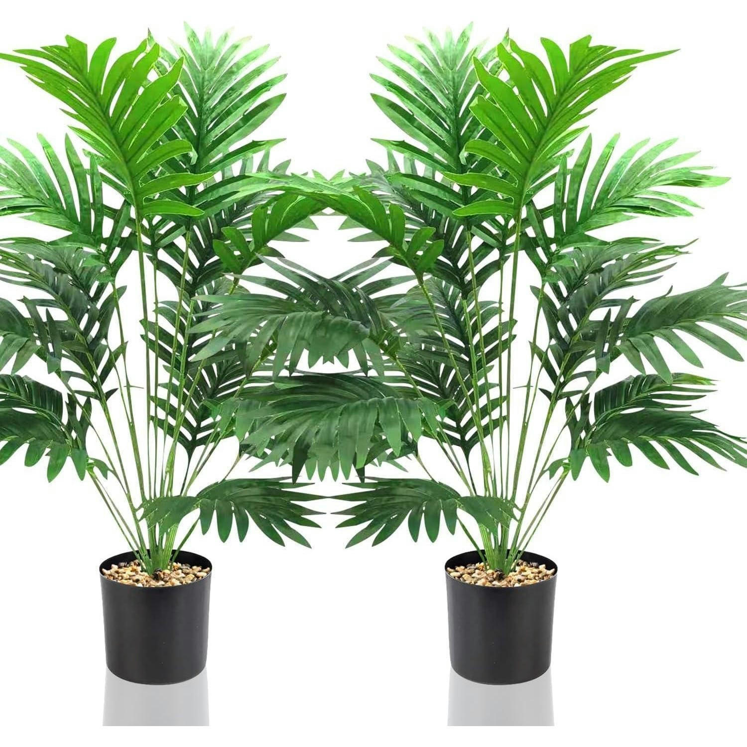 KUNSTPFLANZEN Set 2-teilig Palme 80 cm - Grün, Kunststoff (10cm)