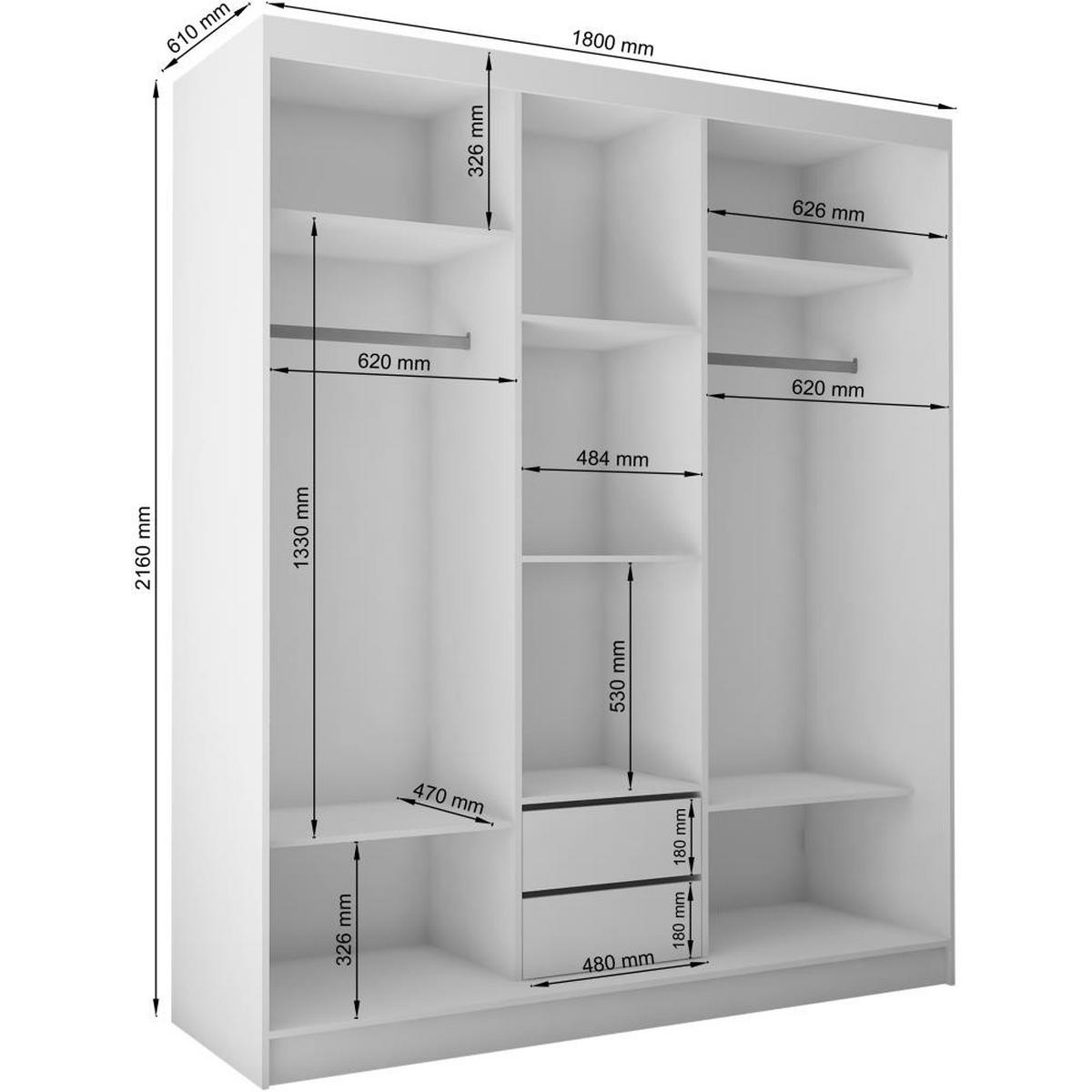 SCHWEBETÜRENSCHRANK Gaja 180/216/61 eiche Artisan mit Spiegel - Eiche Artisan, Holzwerkstoff (180/216/61cm) - Beautysofa