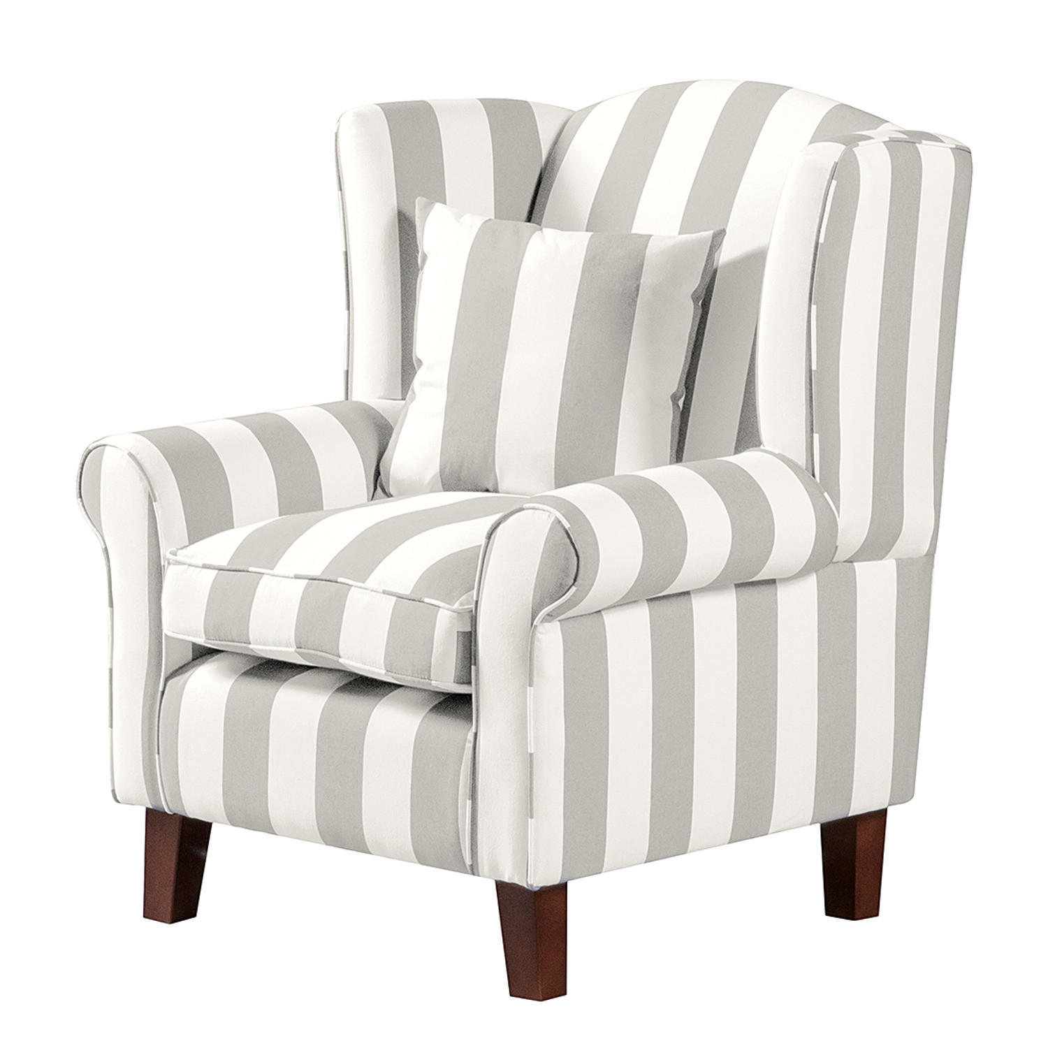 SESSEL ohne Hocker - Webstoff - Beige gestreift - Beige, Holz/Textil (78/95/78cm) - home24