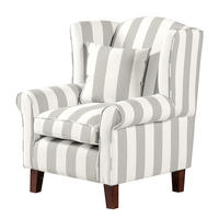 SESSEL ohne Hocker - Webstoff - Beige gestreift - Beige, Holz/Textil (78/95/78cm) - home24