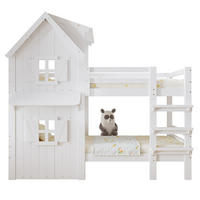 HAUSBETT 90/200 cm Weiß mit Dach, Fenstern und Sicherheitsgeländern - Weiß, Holzwerkstoff (90/200cm) - Flora Grace