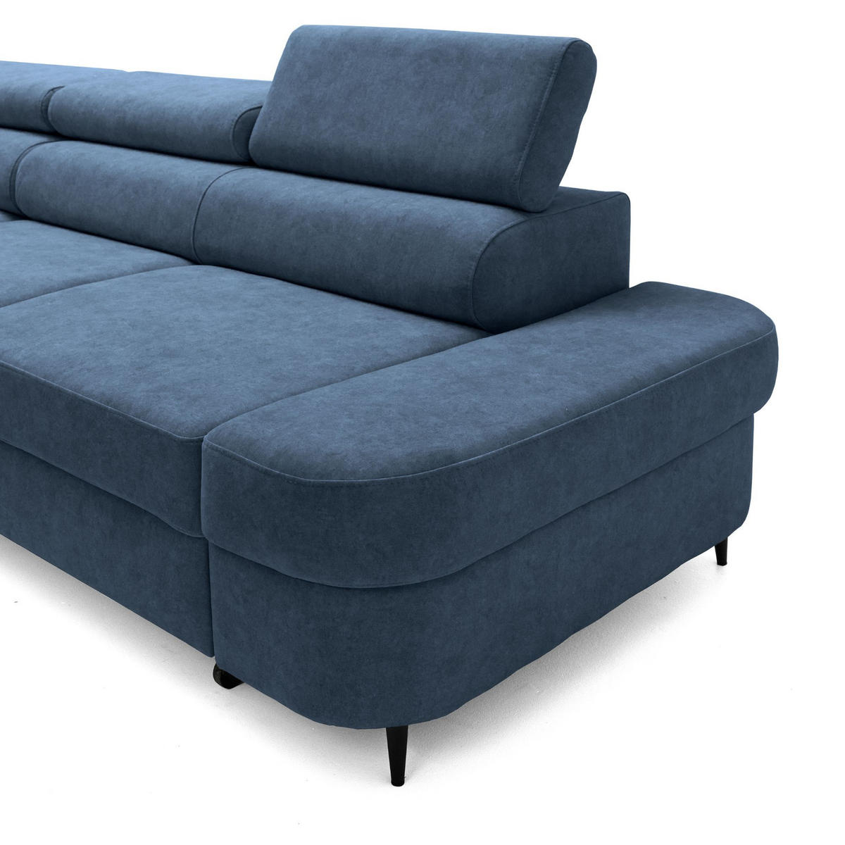 ECKSOFA PRIAM L Links mit Schlaffunktion 125x195 Velours Blau - Blau/Schwarz, Holz/Textil (203/275cm) - Muffo