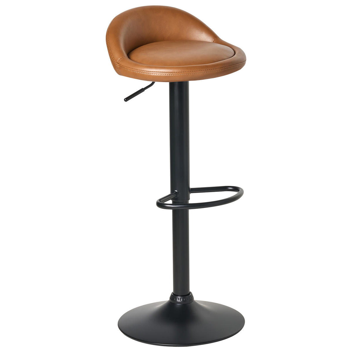 BARHOCKER 2er-Set Kunstleder drehbar Braun Meeder - Goldfarben, Kunststoff (38/69/40cm) - Beliani