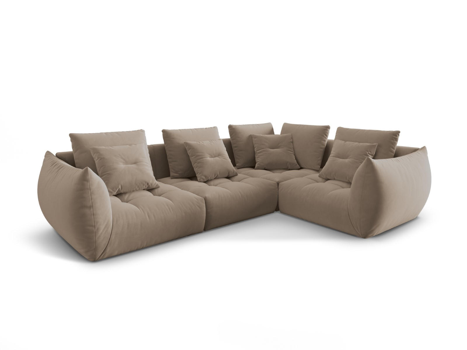 ECKSOFA modular rechts Bloom aus Samt hellbraun 3 Sitzplätze - Hellbraun, Textil (216/316cm) - Micadoni