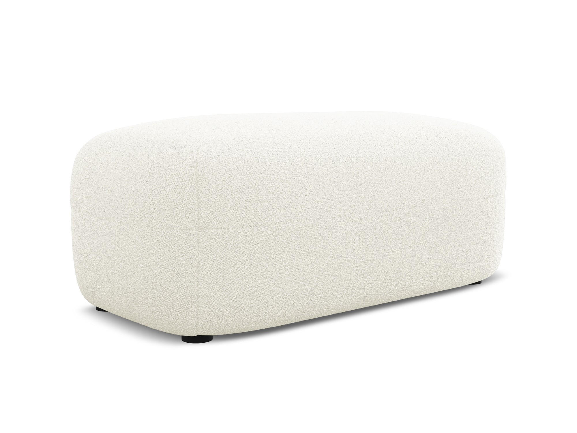 POUF Bouclé Stoff Weiß - Schwarz/Weiß, Kunststoff/Textil (92/40/48cm) - Makamii