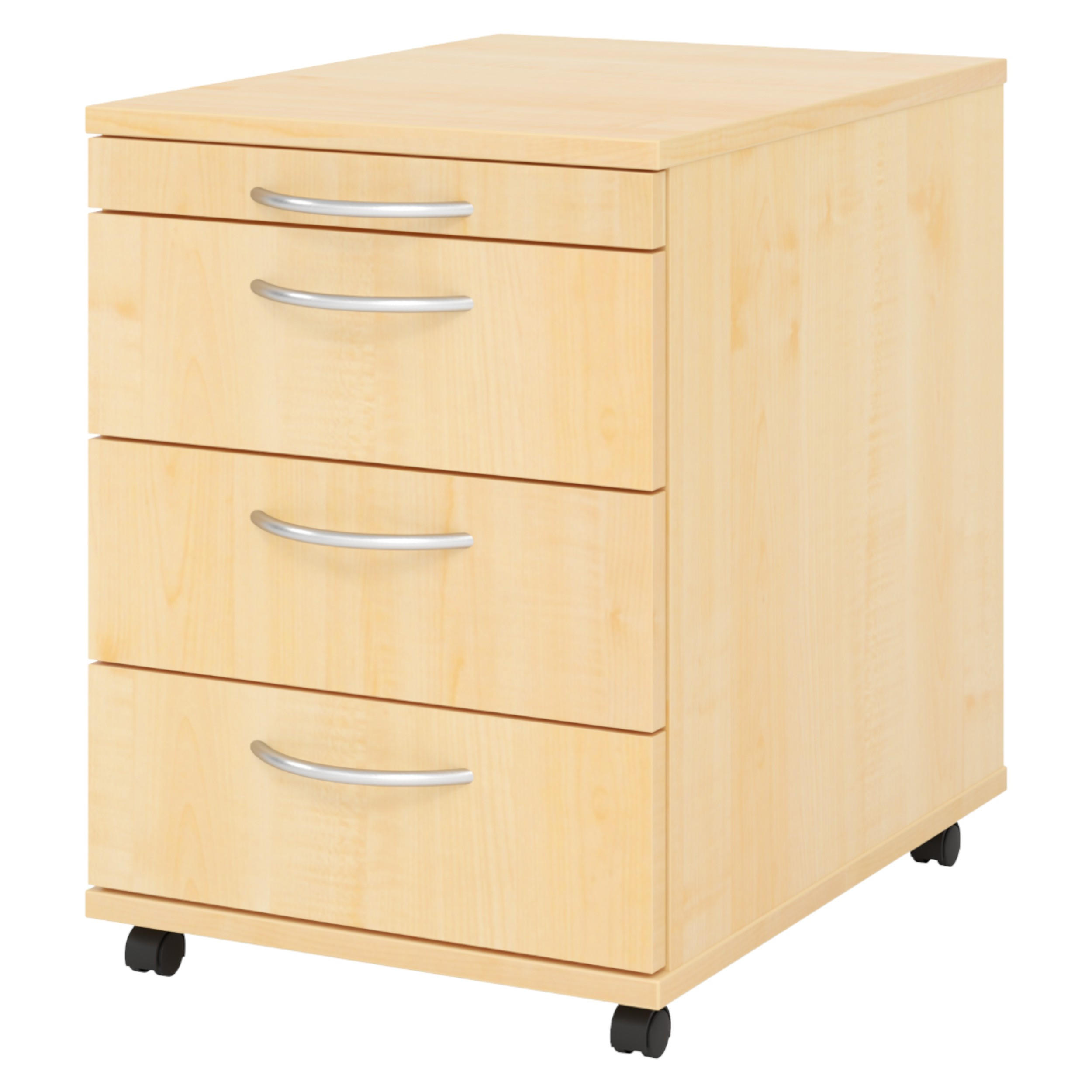 ROLLCONTAINER - mit 3 Schubladen 58/42,8/59 cm in Ahornfarben Bogengriff (Kunststoff) - Ahornfarben, Holzwerkstoff (42.8/59/58cm) - bümö