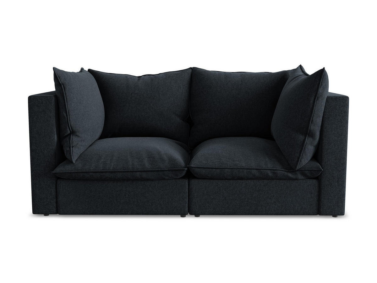 2-SITZER SOFA Samt Stoff Blau - Blau/Schwarz, Holzwerkstoff/Kunststoff (180/77/90cm) - Makamii