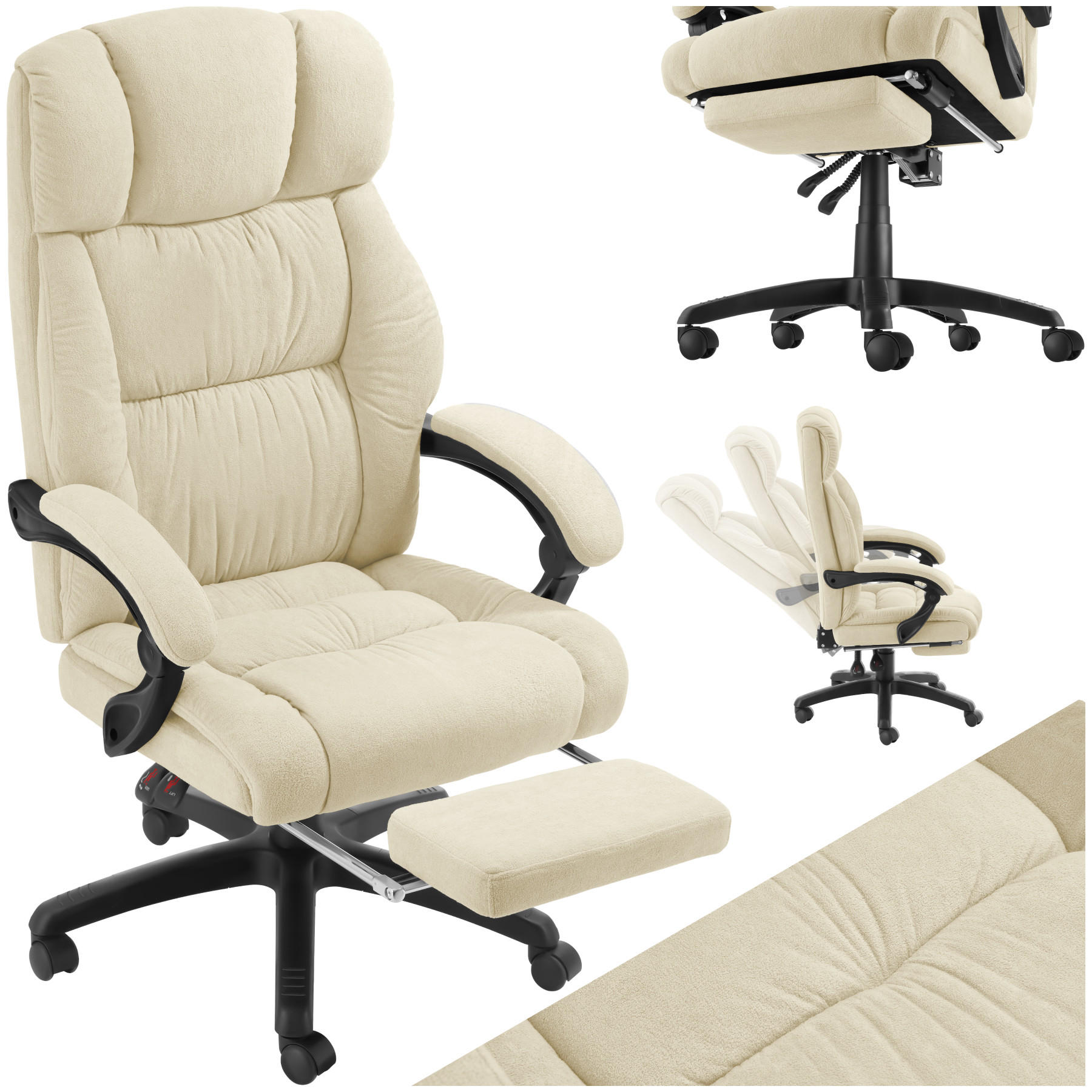 BÜROSTUHL Jillien,Belastbarkeit 120 kg,beige - Beige, Kunststoff (64/115/118cm) - tectake