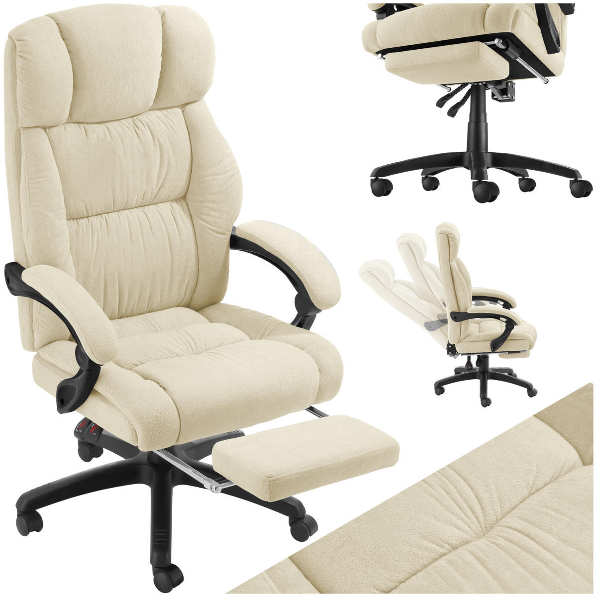 BÜROSTUHL Jillien,Belastbarkeit 120 kg,beige - Beige, Kunststoff (64/115/118cm) - tectake