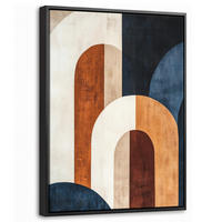 LEINWAND Bilder mit Rahmen - Abstrakt - Formen - Dunkelblau - 30x40 - Cognac, Textil (30/40cm) - MuchoWow