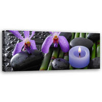 WANDBILD zen spa blumen - Lila, Textil (90/30cm) - Feeby