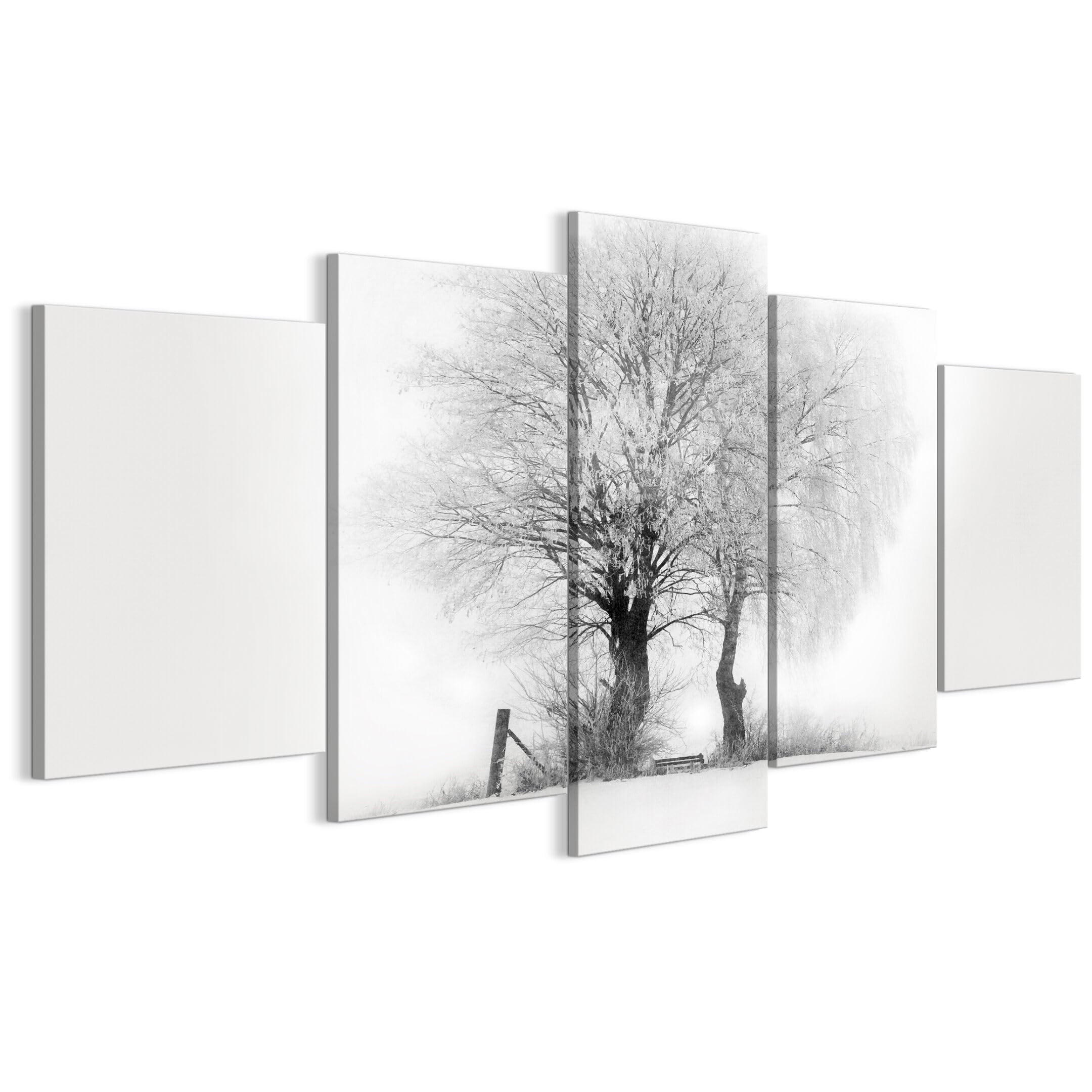 LEINWANDBILD Winter 5-tlg. 100x50 cm - Weiß, Holz (100/50cm) - LUMASOUL