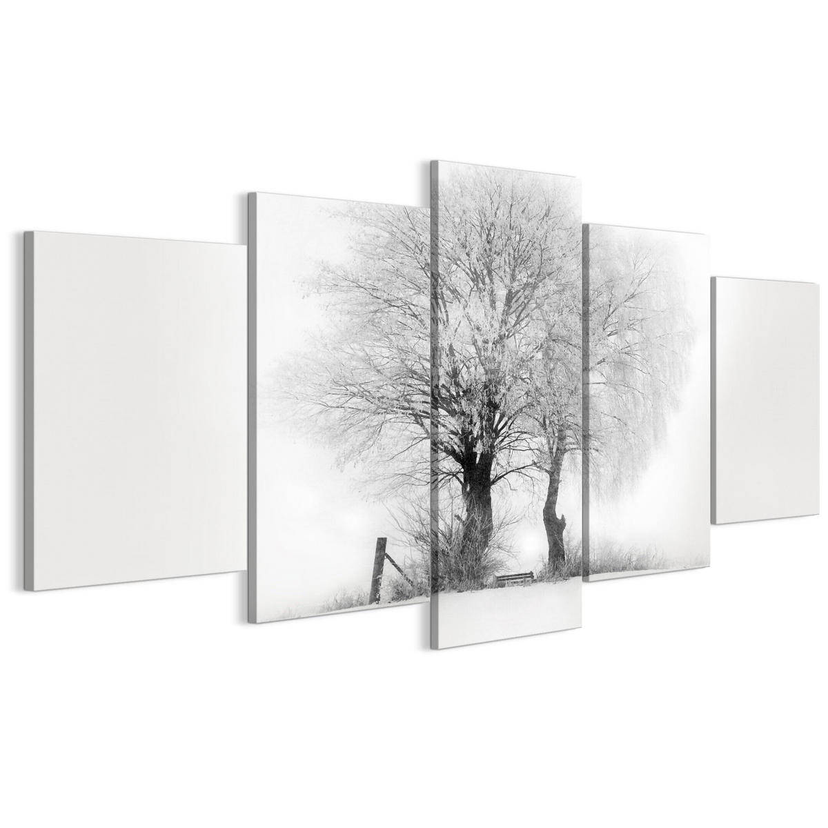 LEINWANDBILD Winter 5-tlg. 100x50 cm - Weiß, Holz (100/50cm) - LUMASOUL