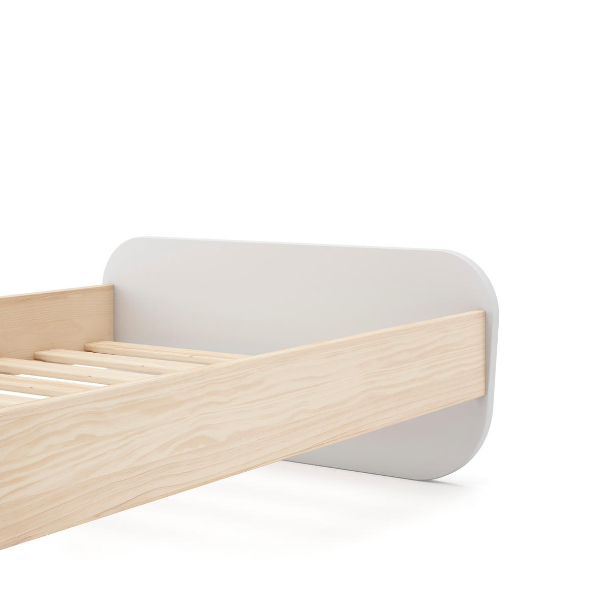 BETT 90x190 cm mit abgerundeten Formen 106,5/195,4/90 cm - Weiß, Holz (190/90cm) - Calicosy