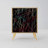 SIDEBOARD LUMINOUS SNARE, Eichefarben, 57,5x42x75,5 cm, Goldfarbene Metallfüße - Eichefarben/Goldfarben, Holzwerkstoff/Metall (57.5/75.5/42cm) - SpaceRebels