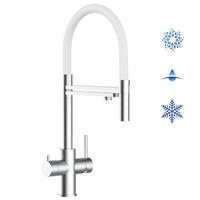 5-WEGE-KÜCHENARMATUR, Edelstahl Massiv aus Chirurgenstahl, Gebürstet und Weiß, 2-Strahl-Brause - Weiß, Metall (24/52.5/24cm) - VIZIO