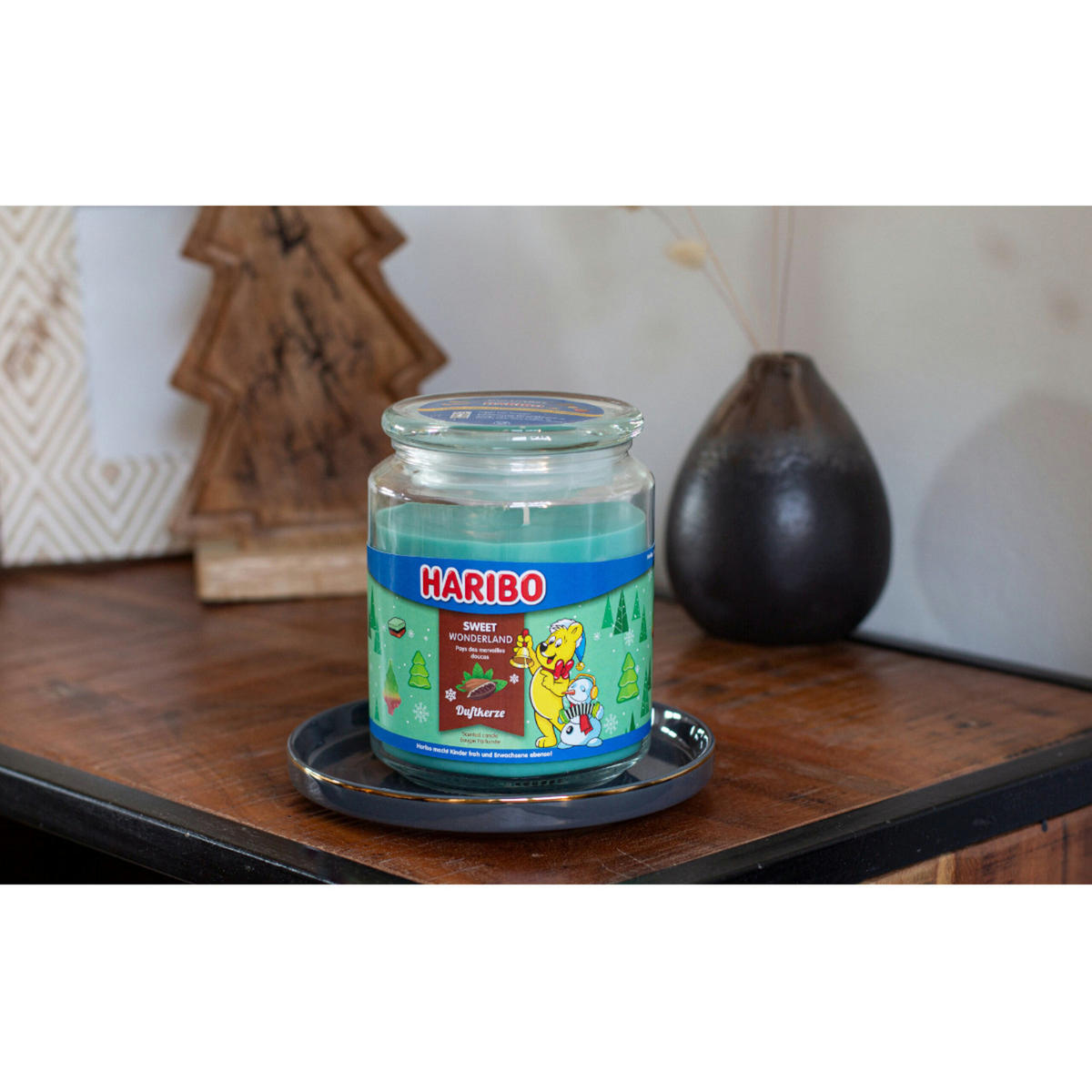 DUFTKERZE Haribo - Türkis, Naturmaterialien/Glas (13cm)