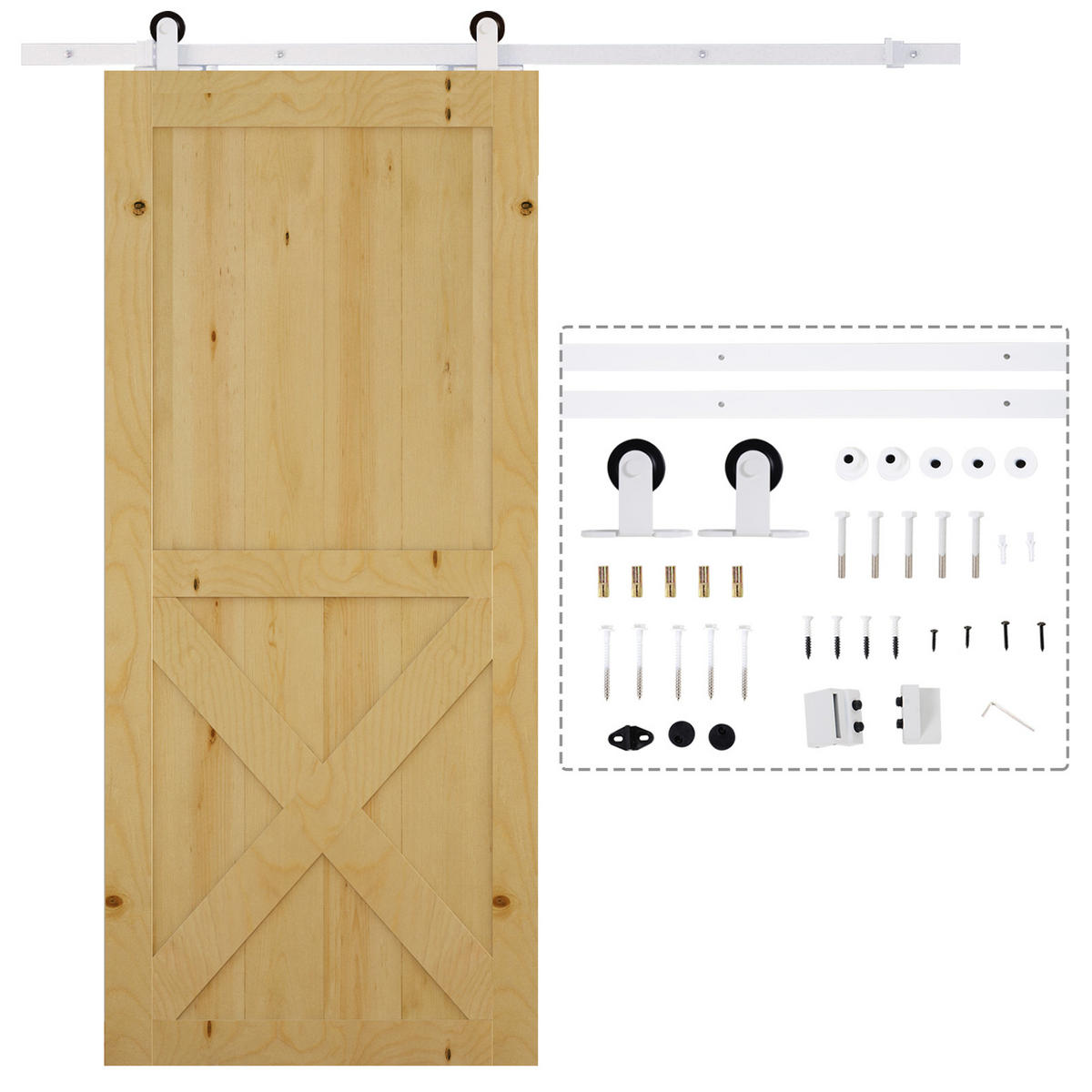 SCHIEBETÜRSYSTEM - Weiß, Metall (4/0.6/183cm) - HOMCOM