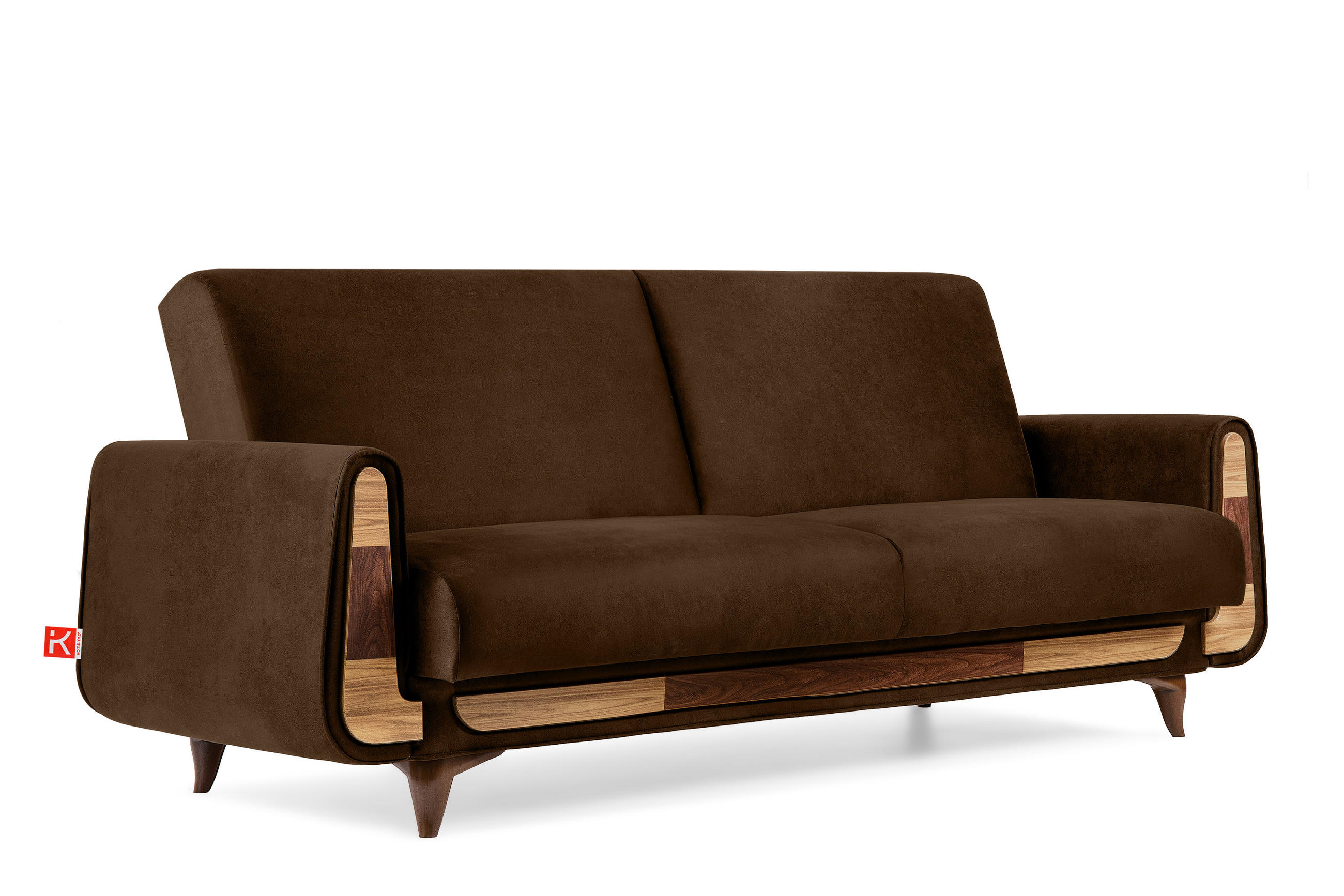 3-SITZER-SCHLAFSOFA GUSTAVO II mit Armlehnen, Dunkelbraun - Dunkelbraun, Holz/Holzwerkstoff (230/98/98cm) - KONSIMO®