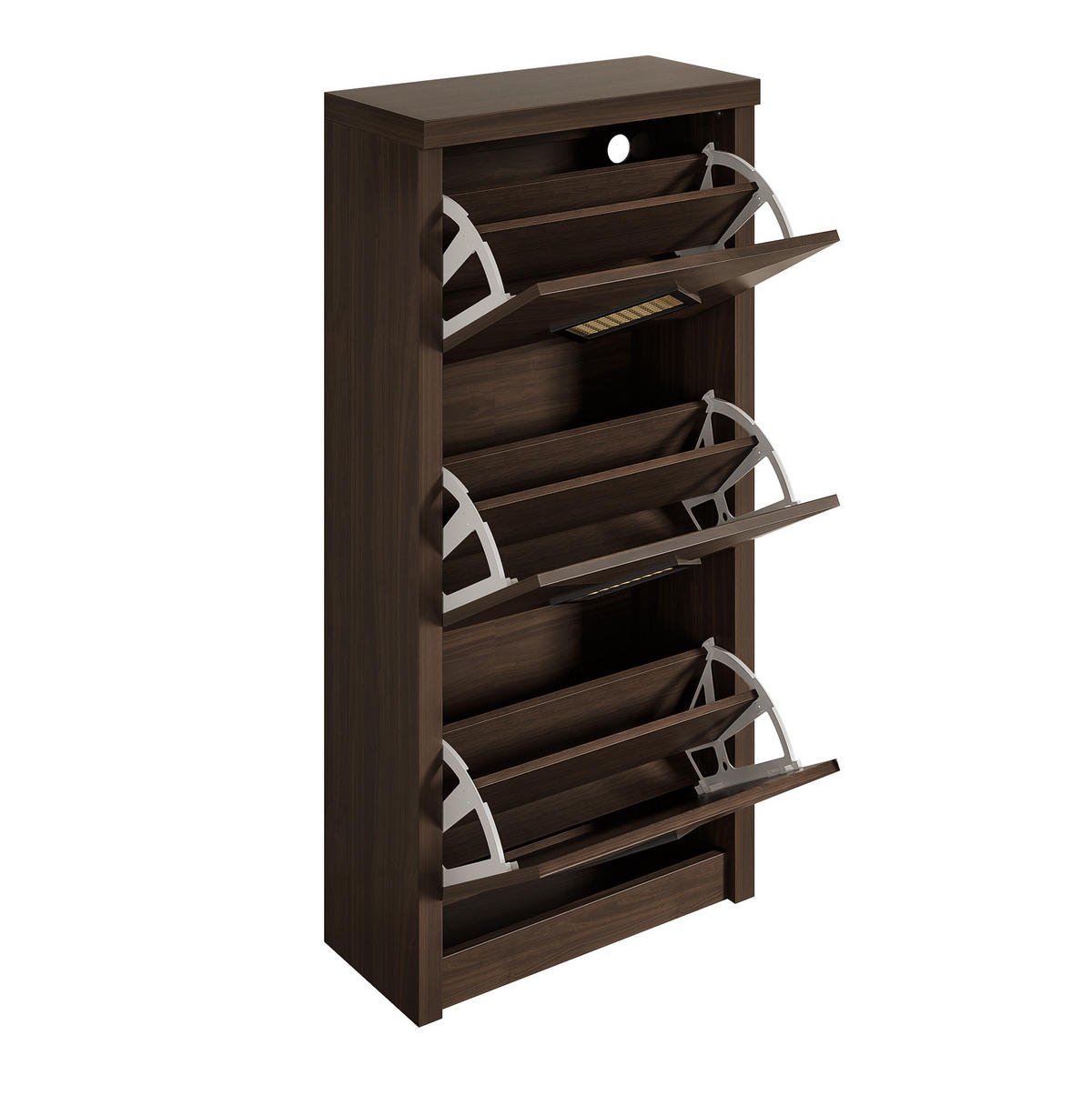 SCHUHSCHRANK 54/25/115 cm in Holzoptik mit 3 Klappfächern und Rattan-Dekor - Naturfarben, Holzwerkstoff (54/115/25cm) - Flora Grace
