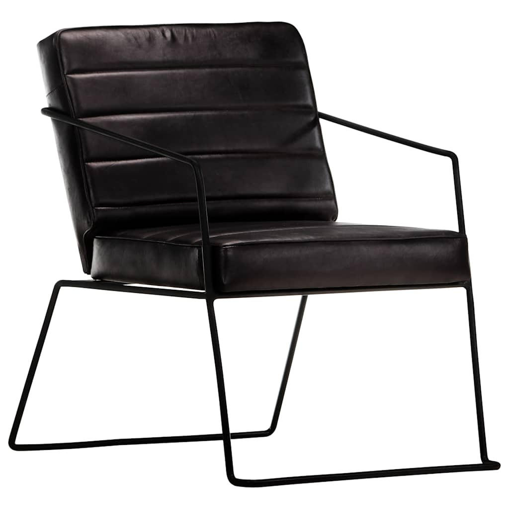 SESSEL Schwarz Echtleder - Schwarz, Leder (70/71/52cm) - vidaXL