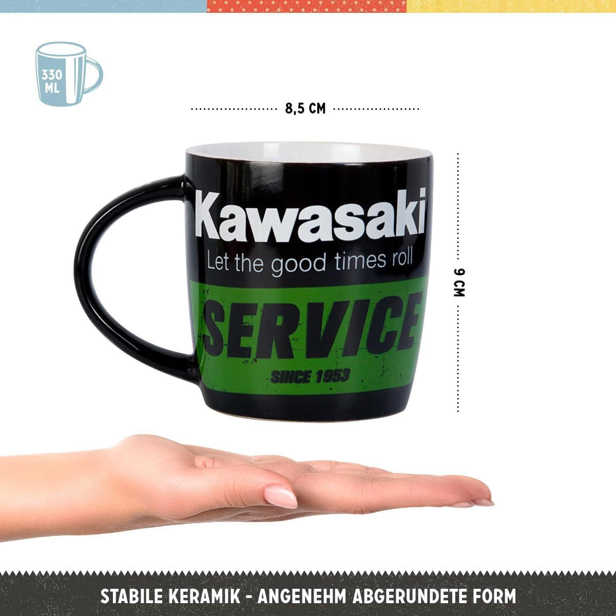 KAFFEETASSE 330 ml Kawasaki Service - Multicolor, Keramik (0.33L) - Nostalgic-Art