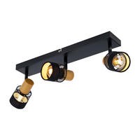LED DECKENLEUCHTE Holzoptik Braun - Schwarz, Holz (45/8/17cm)