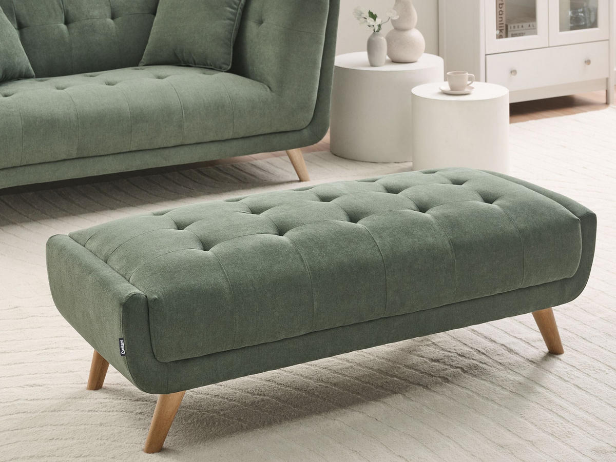 OTOMAN Látka Zelený Habo - světle hnědá, textil (134/42/60cm) - Beliani