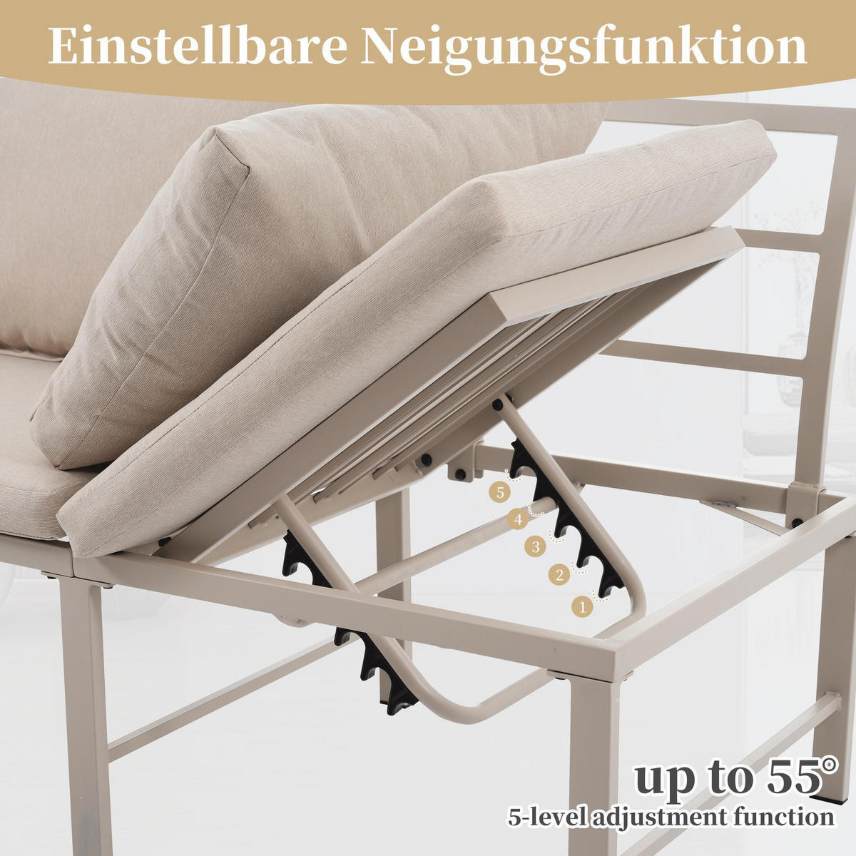 LOUNGESOFA mit Tisch in Khaki - Beige, Metall (69/82/173cm) - KOMHTOM