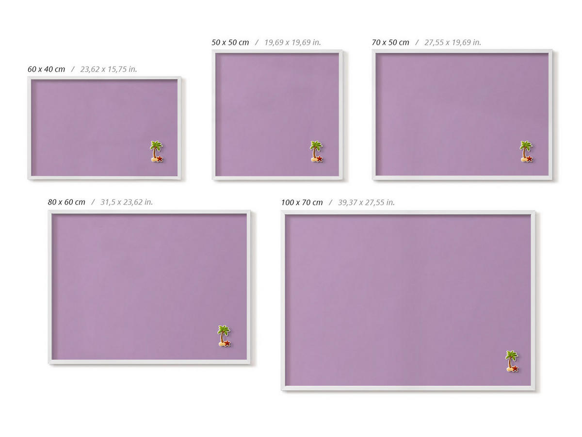 MAGNETTAFEL 60x40 cm Weißer Rahmen Pastelllila - Mauve, Metall (60/50/0.4cm) - TULUP
