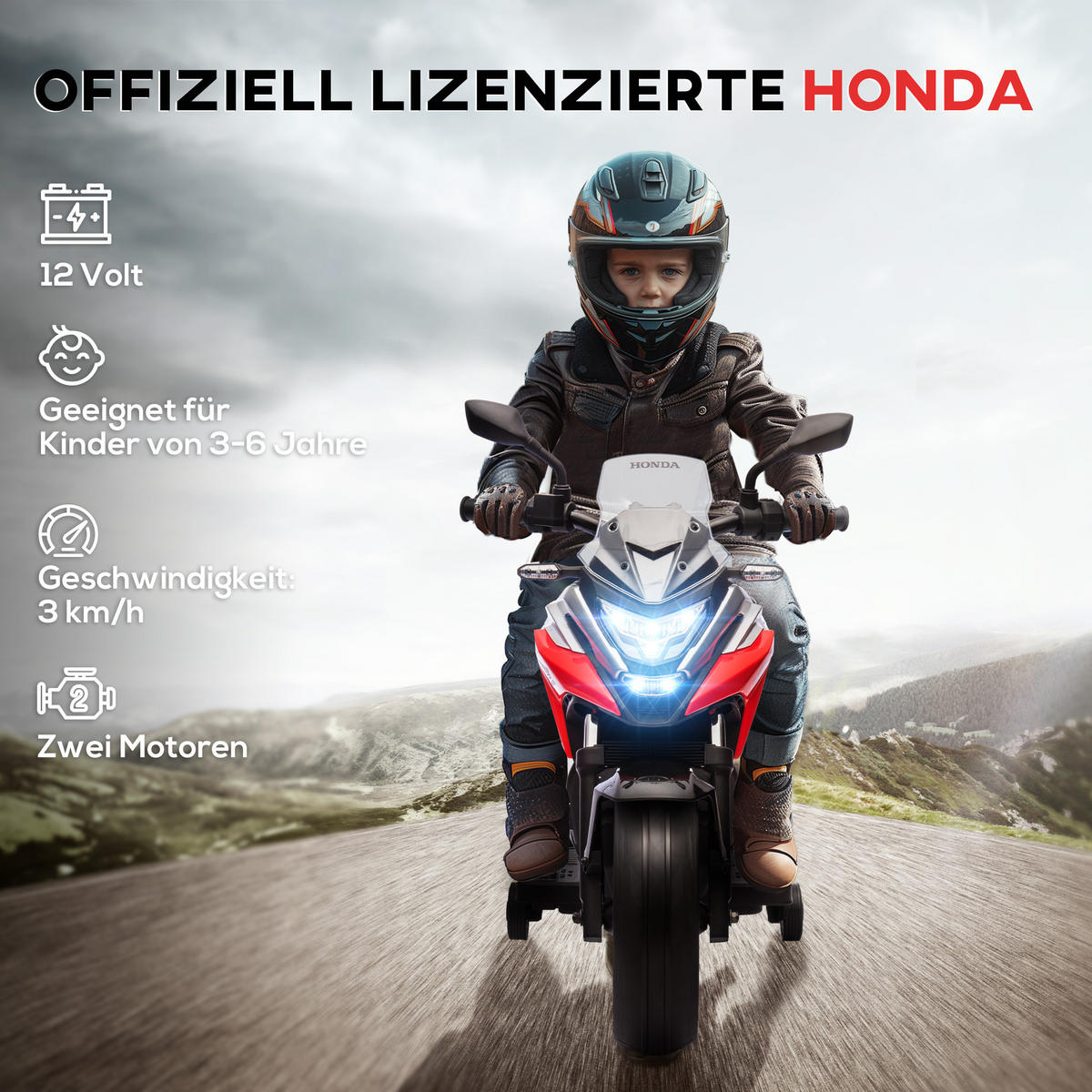 KINDER Elektro-Motorrad - Rot, Kunststoff/Metall (107/46/75cm) - AIYAPLAY