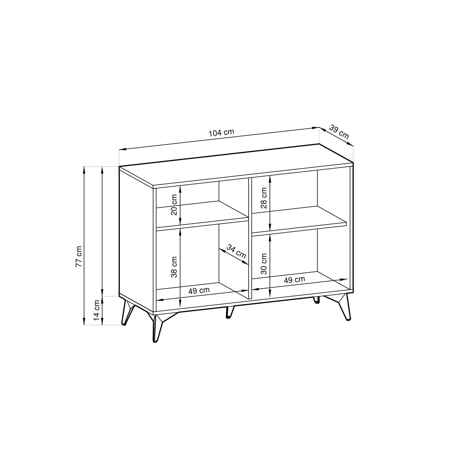 Thumbnail - Masseno Kommode, Eiche Artisan, Schwarz, Holzwerkstoff, 104x77x39 cm, Wohnzimmer, Kommoden & Sideboards, Kommoden