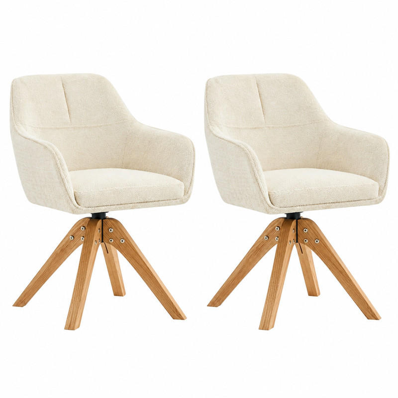 ESSZIMMERSTUHL drehbar 82 cm Stoff Beige/Eiche 2er-Set - Beige, Holz (46/82/58cm) - Meubliv