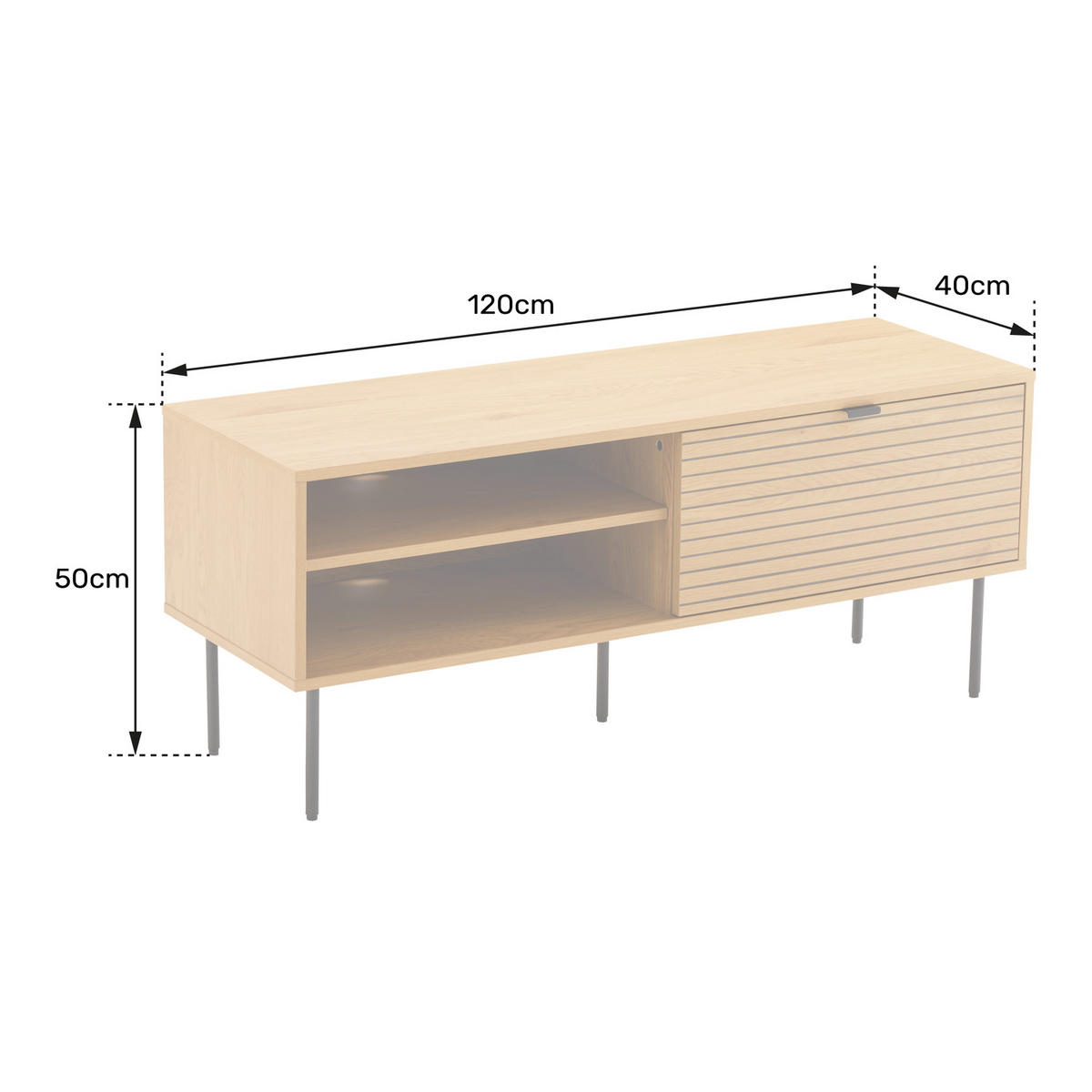 TV-MÖBEL Stinna 120/40/50 cm - Braun, Holzwerkstoff (40/50/120cm) - Happy Garden