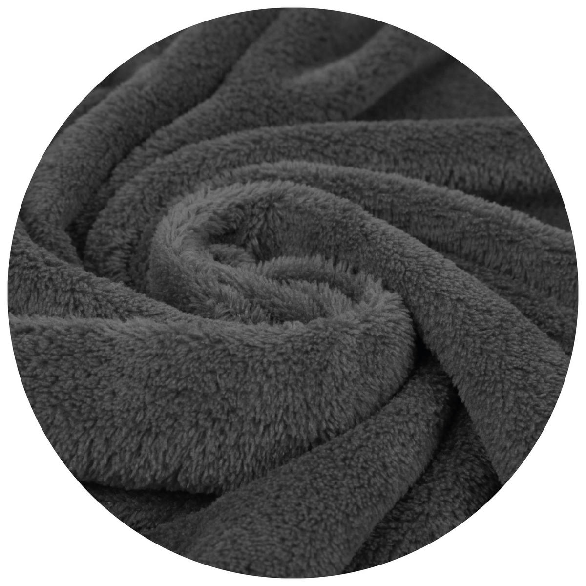 KUSCHELDECKE MIT ÄRMELN 130 x 180 cm Anthrazit - Anthrazit, Textil (180/130cm)