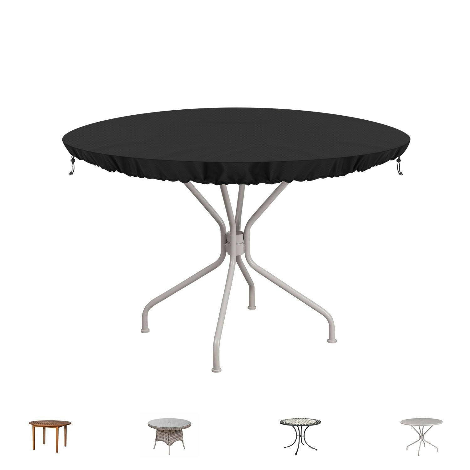 ABDECKUNG Runder Tisch 92 cm Wasserdicht UV-Beständig 420D Oxford Gewebe - Schwarz, Textil (92/10/92cm)