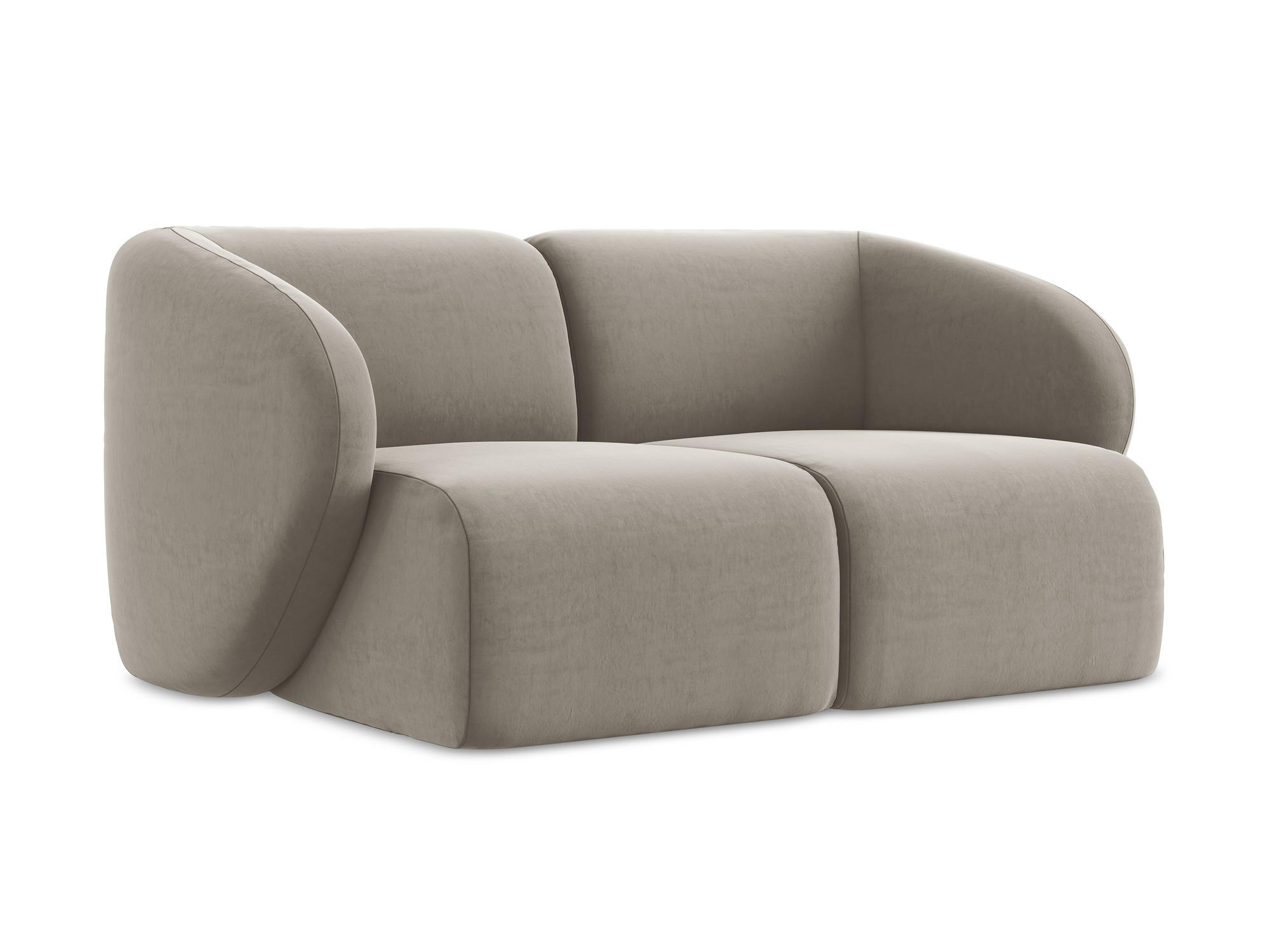 2-SITZER-SOFA Samt Stoff Grau - Taupe/Schwarz, Holzwerkstoff/Kunststoff (174/75/94cm) - Makamii