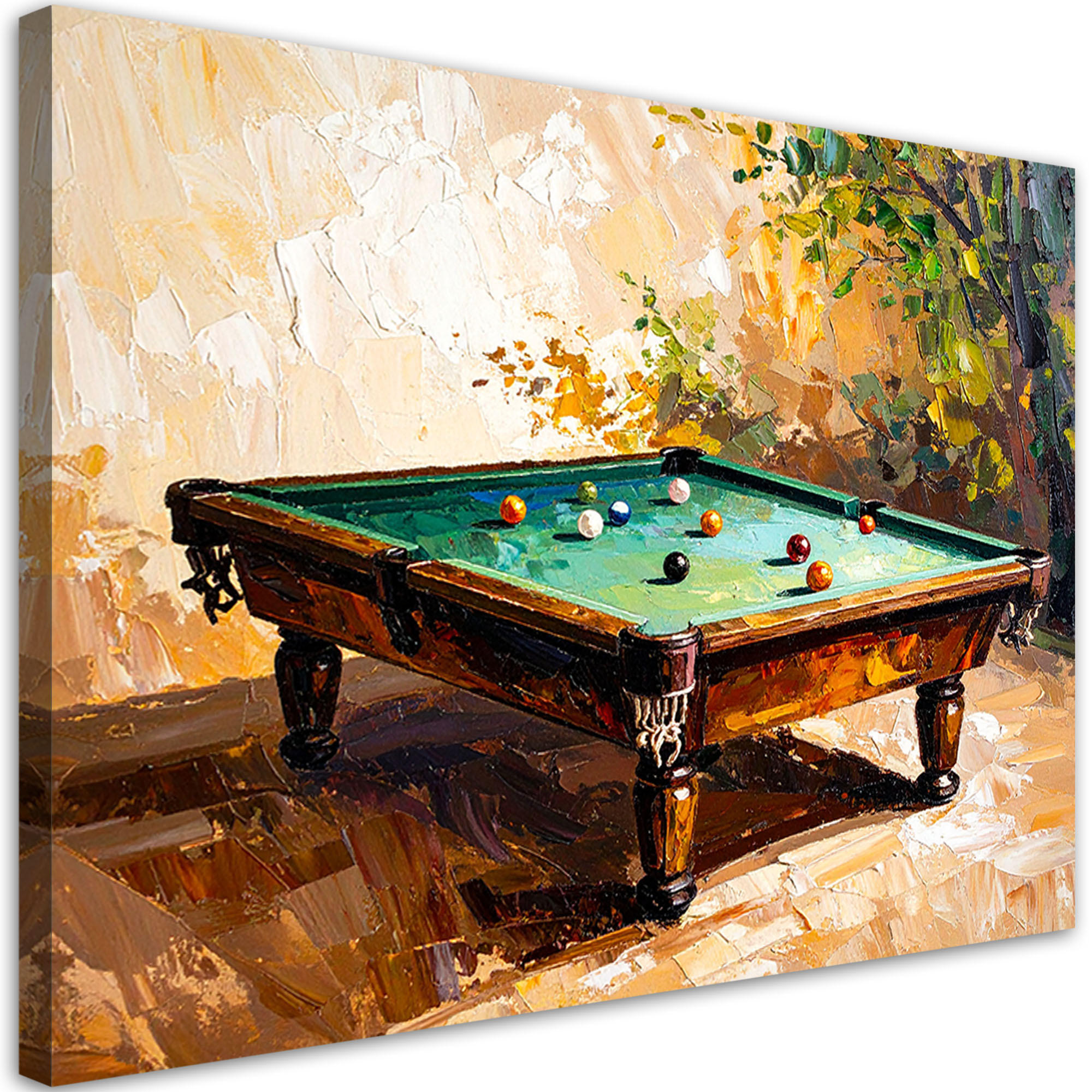 LEINWANDBILD Billardtisch 120x80cm - Beige, Textil (120/80cm) - Feeby