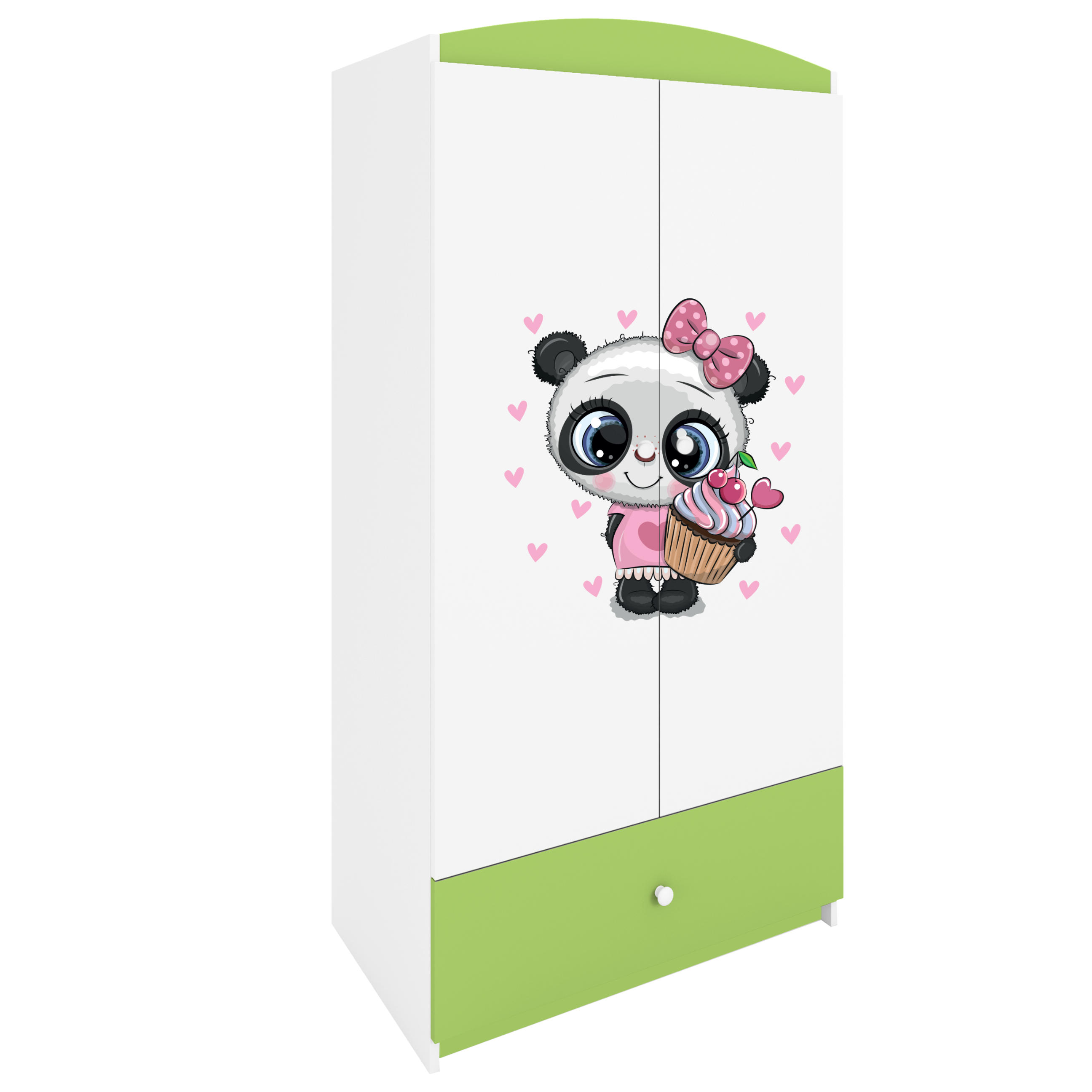 KINDERKLEIDERSCHRANK Panda - Grün, Holzwerkstoff (90/175/52cm) - RAUMHIRSCH FURNITURE