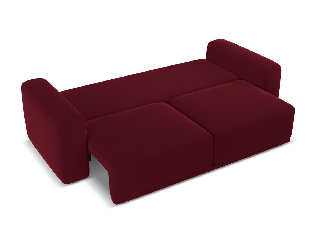 3-SITZER SOFA mit Schlaffunktion Samt Stoff Rot - Bordeaux/Rot, Kunststoff/Textil (242/91/100cm) - Makamii