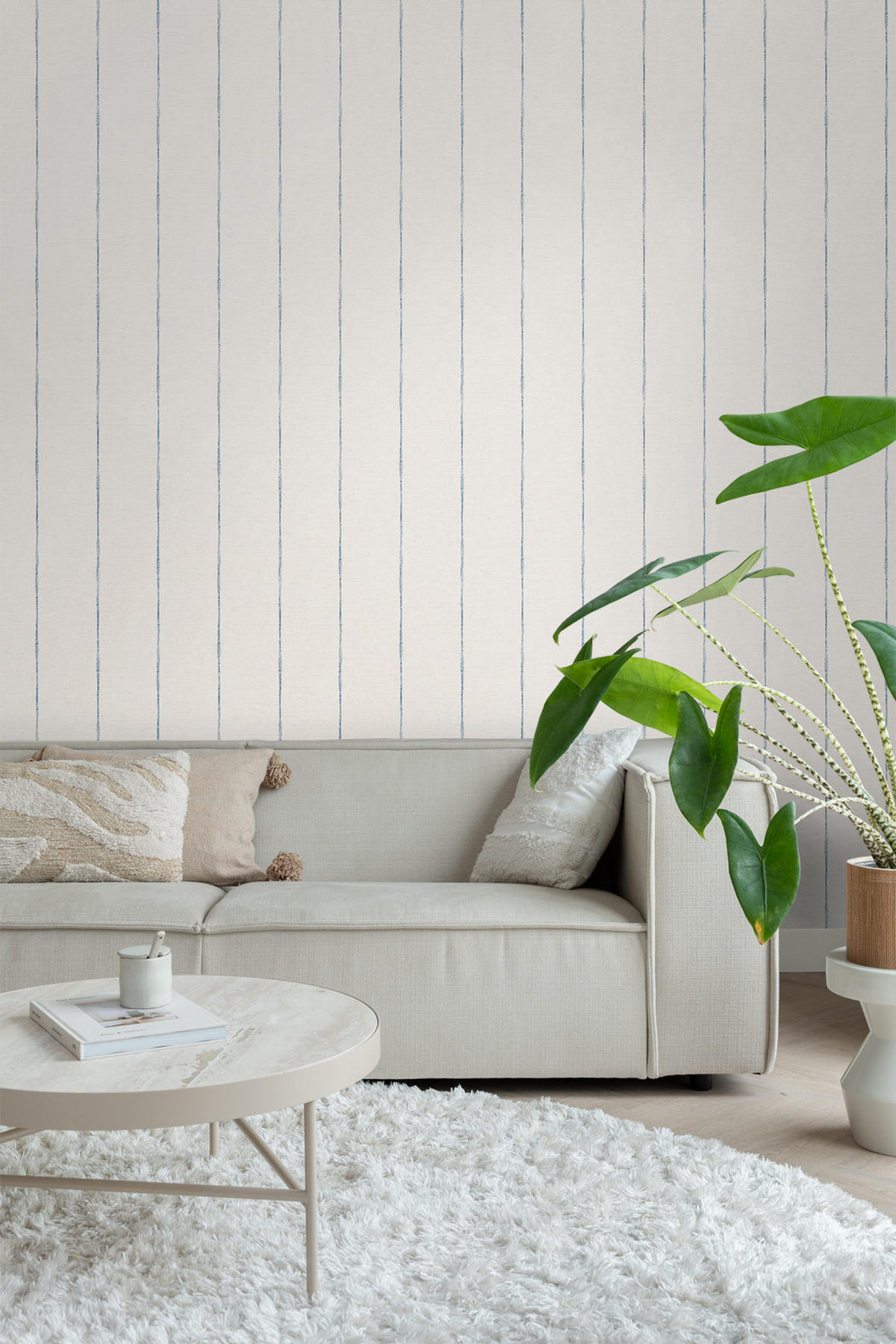 TAPETE gemalte Streifen 53 cm x 10,05 m - Blau, Papier (53/1000cm) - Sanders & Sanders