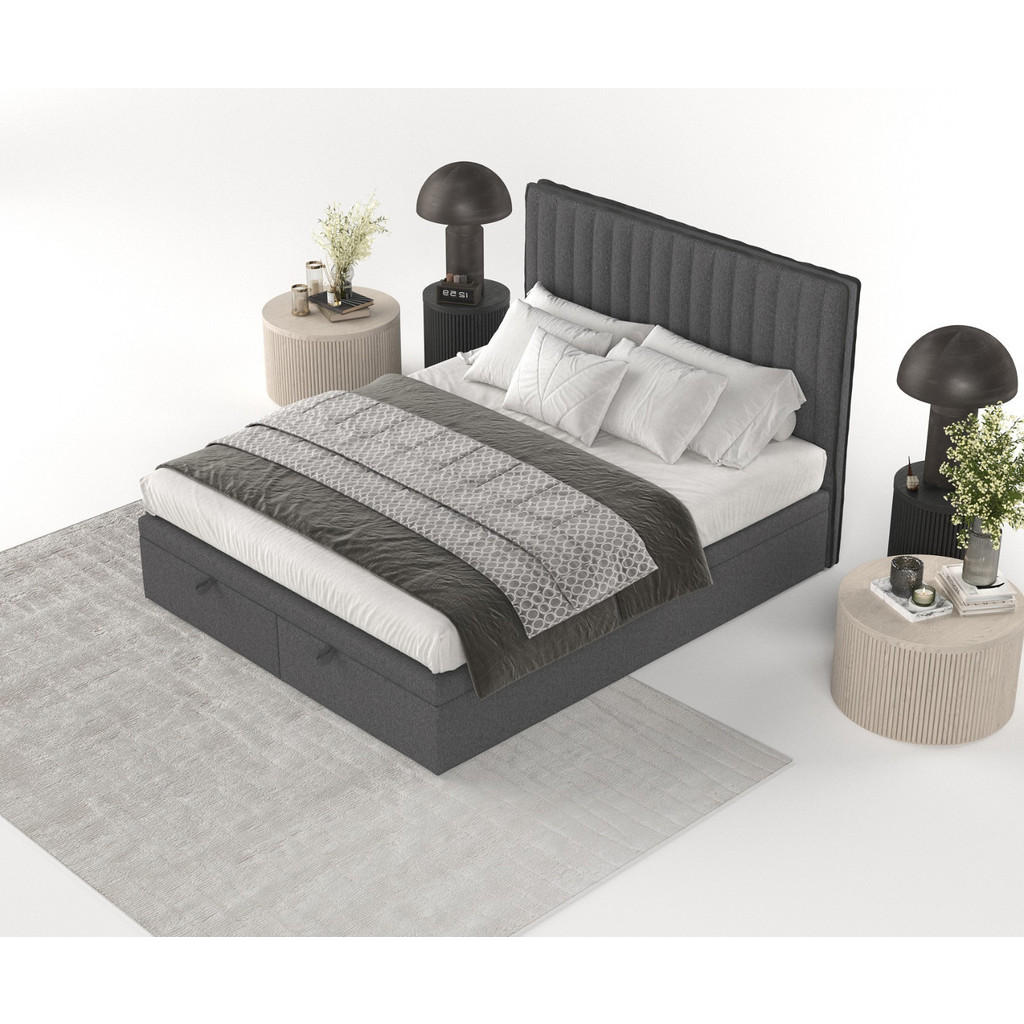 Thumbnail - AltaBeds Polsterbett, Anthrazit, Textil, Buche, Kiefer, 200x200 cm, Handmade in Europe, Schlafzimmer, Betten, Polsterbet...