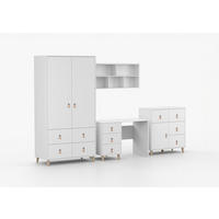JUGENDZIMMER Svala 4 teilig in Weiß, Skandinavischer Stil, kleiner Kleiderschrank, Schreibtisch, Kommode 03, Wandregal - Weiß, Holzwerkstoff (80/200/120cm)