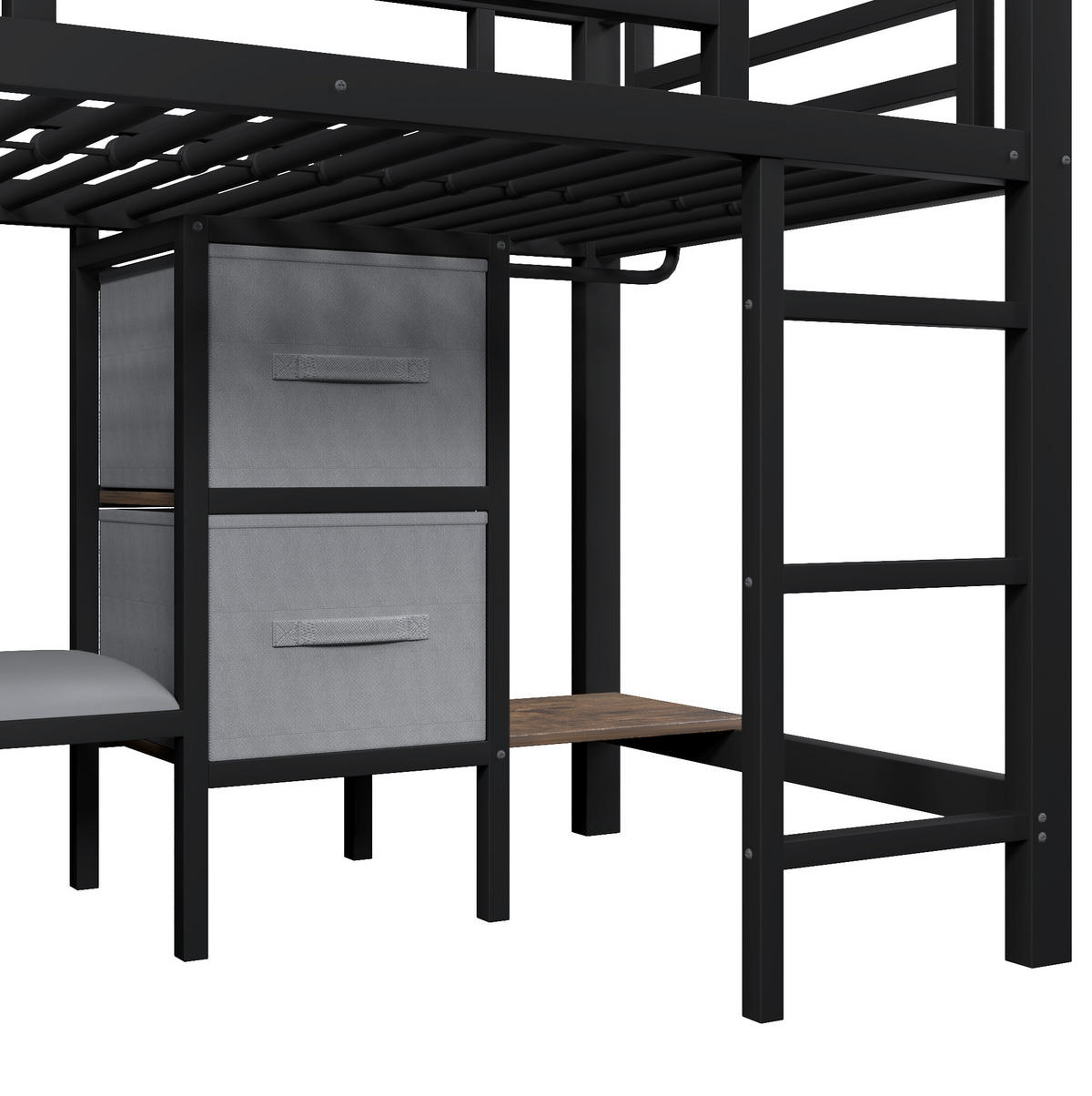 HOCHBETT aus Metall 90x200 cm in Schwarz mit LED-Beleuchtung & Stauraum - Schwarz, Metall (90/200cm) - Modfu