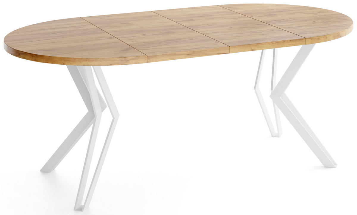 ESSTISCH Austin runder ausziehbarer, Craft Eiche 120-200/100/76 cm - Eiche Wotan/Braun, Holzwerkstoff/Metall (120/200/76cm) - WFL GROUP