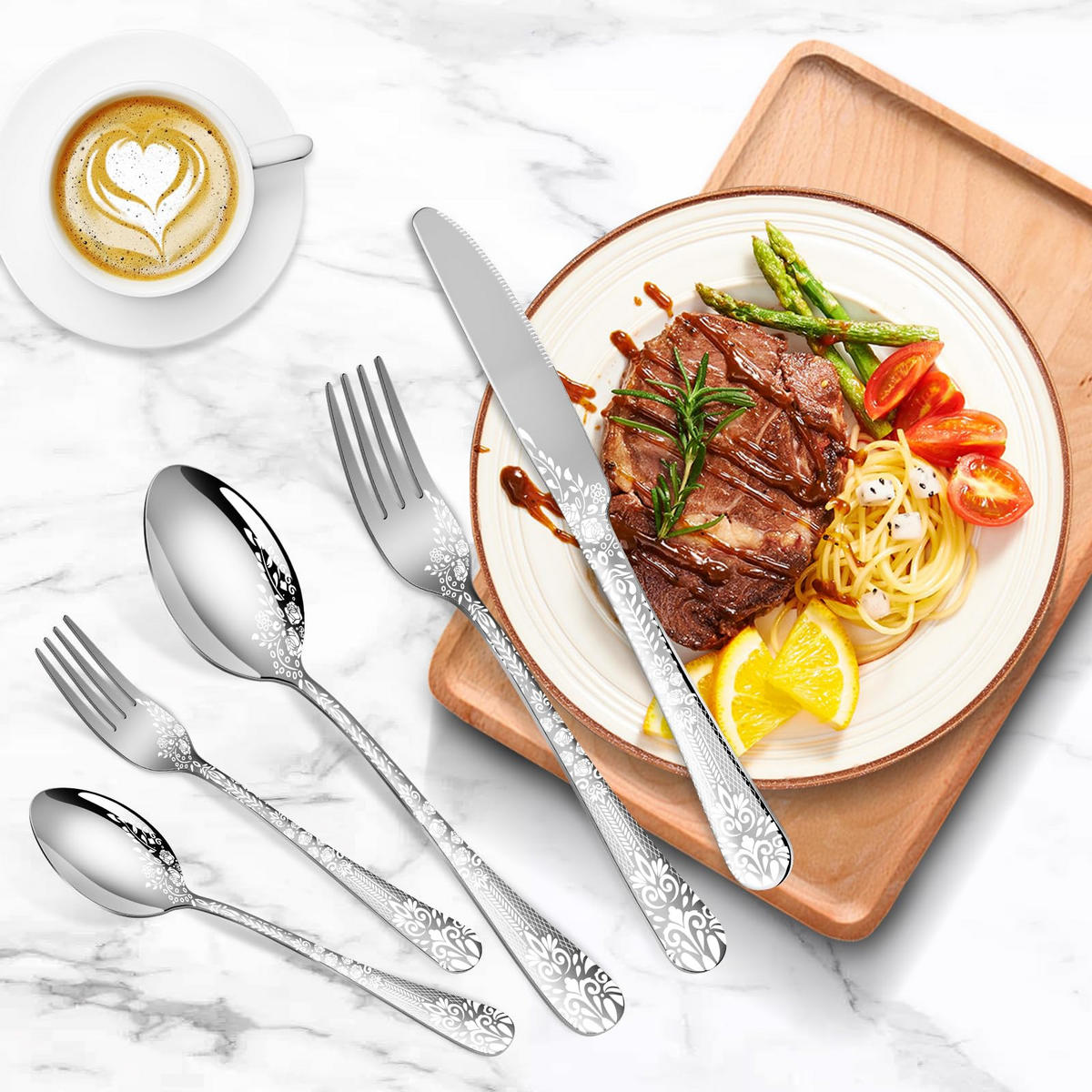 BESTECKSET 20-teilig Edelstahl - Roségold, Metall - Kaket